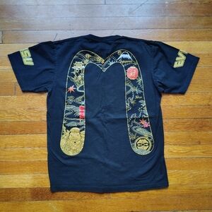 Evisu T-Shirt Mens Large Daicock Japan Fujiyama Print Logo Short Sleeve Tee